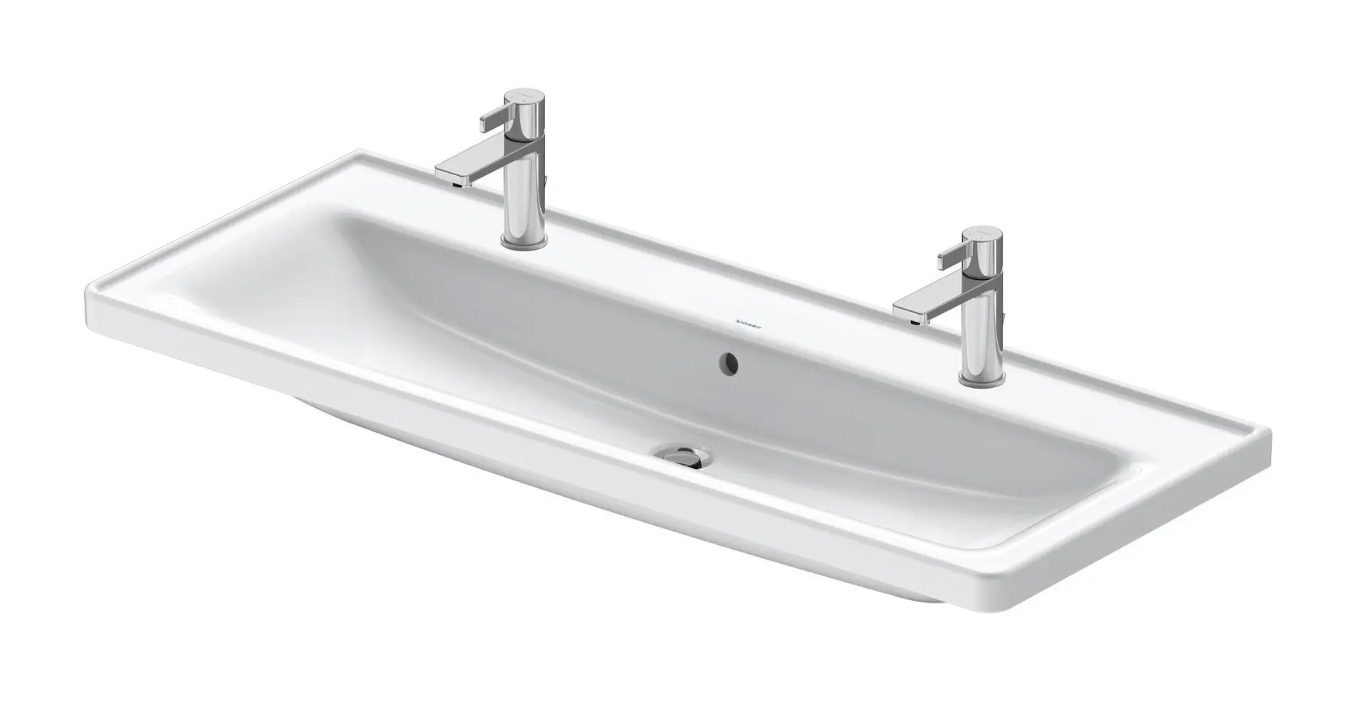 Duravit D-Neo - dubultizlietne 120 x 48 cm, ar pārplūdi, caurumu jaucējkrānam, balta 2367120024