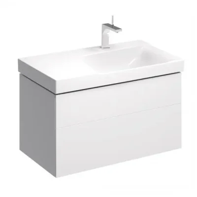 Geberit Xeno 2 - izlietnes skapītis 90 cm ar virsmu, atvilktne ar LED apgaismojumu, balts spīdīgs 500.516.01.1