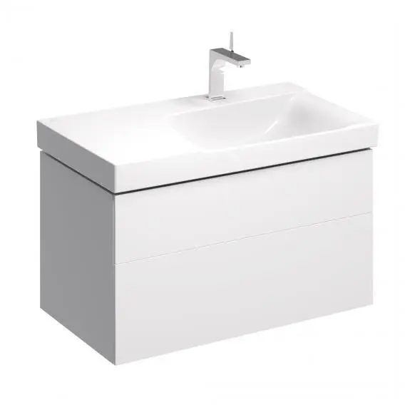 Geberit Xeno 2 - izlietnes skapītis 90 cm ar virsmu, atvilktne ar LED apgaismojumu, balts spīdīgs 500.516.01.1
