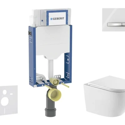 Geberit Kombifix - komplekts zemapmetuma elements, WC Oudee ar Softclose sēdekli un Sigma50 vadības plati, hroms/Alpu balts SANI15CA3156