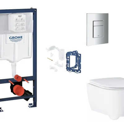 Grohe Rapid SL - komplekts ar priekšsienas elementu, WC ar SoftClose sēdekli, Skate Cosmopolitan vadības plati un Fresh pārveidošanas komplektu, hroms SANI11BB2139