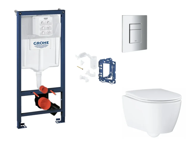 Grohe Rapid SL - komplekts ar priekšsienas elementu, WC ar SoftClose sēdekli, Skate Cosmopolitan vadības plati un Fresh pārveidošanas komplektu, hroms SANI11BB2139