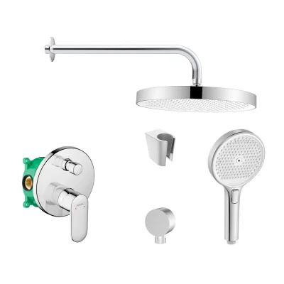 Hansgrohe/Kielle - dušas komplekts ar maisītāju un zemapmetuma montāžas korpusu, hroms SANI21HKK009
