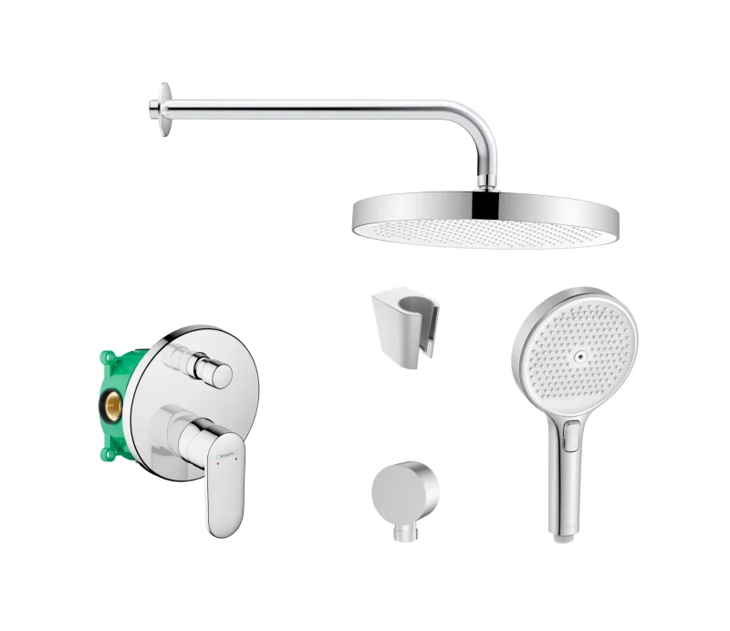 Hansgrohe/Kielle - dušas komplekts ar maisītāju un zemapmetuma montāžas korpusu, hroms SANI21HKK009