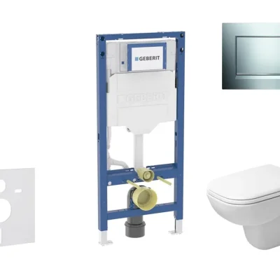 Geberit Duofix - komplekts priekšsienas elements, D-Code WC ar SoftClose sēdekli un Sigma20 vadības plati, hroms/hroms matēts SANI11CP1105