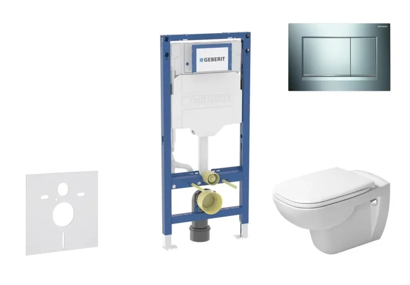 Geberit Duofix - komplekts priekšsienas elements, D-Code WC ar SoftClose sēdekli un Sigma20 vadības plati, hroms/hroms matēts SANI11CP1105