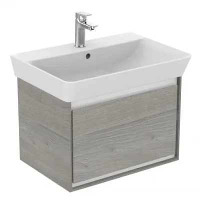 Ideal Standard Connect Air - izlietnes skapītis Cube 65 cm, 58x41x40 cm, pelēka ozola dekors/balts matēts E0847PS