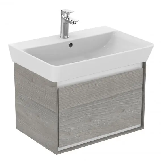 Ideal Standard Connect Air - izlietnes skapītis Cube 65 cm, 58x41x40 cm, pelēka ozola dekors/balts matēts E0847PS