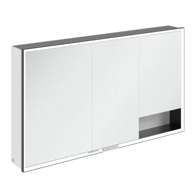Villeroy & Boch My View+ - spoguļskapītis ar LED apgaismojumu 130x75x17 cm, 3 durvis, matēti melns/pelēks B48113VE