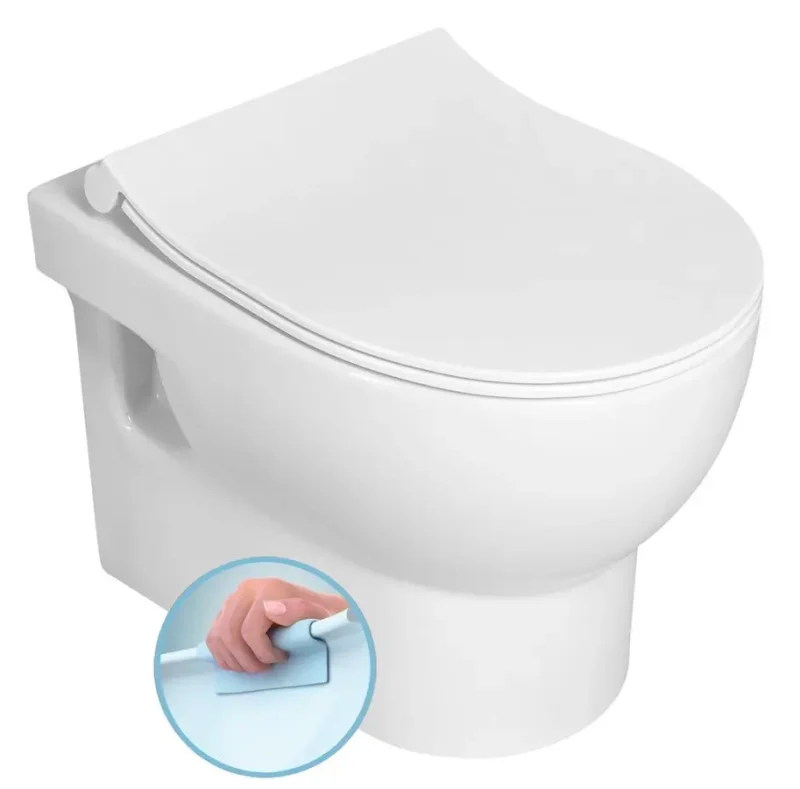 Aqualine sanitārā keramika - piekarināmais tualetes pods Absolut, bez apmales, balts 10AB02002