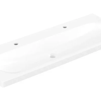 Villeroy & Boch Skyla - izlietne 120x46 cm, bez pārplūdes, 2 caurumi maisītājam, CeramicPlus, Stone White 5A51C2RW