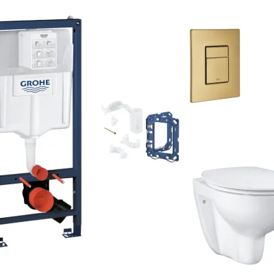 Grohe Rapid SL - komplekts priekšsienas elements, WC ar Softclose sēdekli, Skate Cosmopolitan vadības plāksni un Fresh pārbūves komplektu, Cool Sunrise birstēts SANI11BB4153