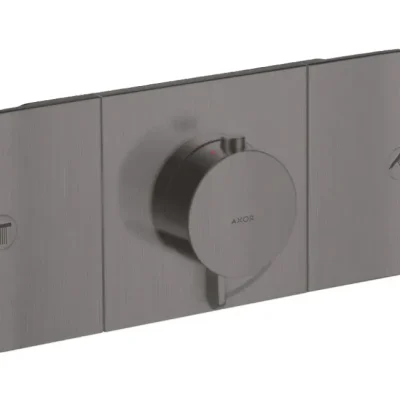 Axor One - zemapmetuma termostata maisītājs 2 patērētājiem, hroms melns birstēts 45712340