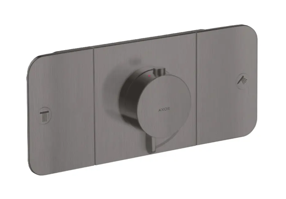 Axor One - zemapmetuma termostata maisītājs 2 patērētājiem, hroms melns birstēts 45712340