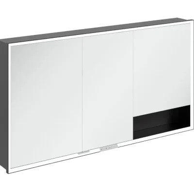 Villeroy & Boch My View+ - spoguļskapītis ar LED apgaismojumu 140x75x17 cm, 3 durvis, melns/matēti melns B48214VL