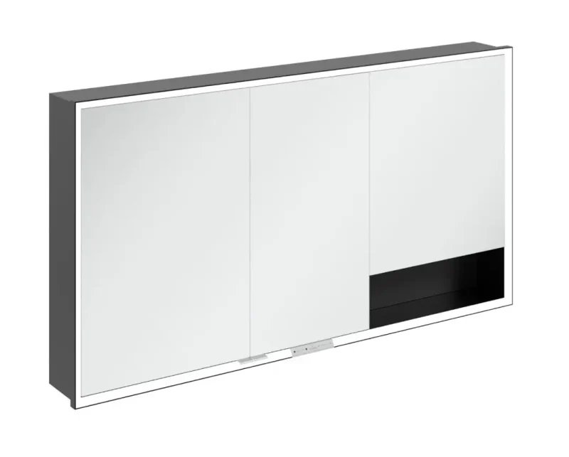 Villeroy & Boch My View+ - spoguļskapītis ar LED apgaismojumu 140x75x17 cm, 3 durvis, melns/matēti melns B48214VL