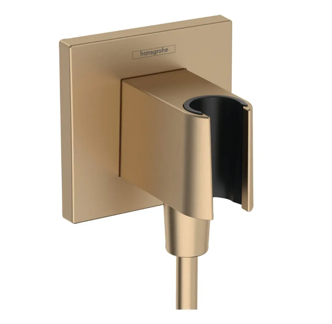 Hansgrohe Fixfit - sienas pieslēguma līkums ar dušas turētāju, birstēts bronzas tonis 26889140