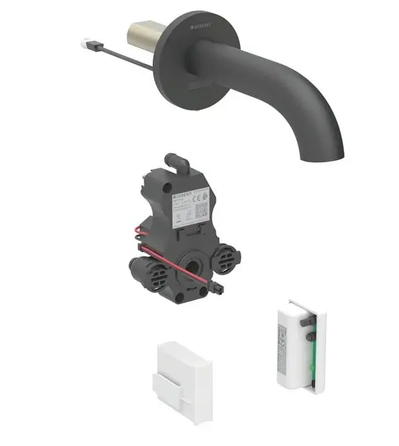 Geberit Piave - elektronisks zemapmetuma izlietnes vārsts, ģeneratora darbība, easy to clean, matēti melns 116.265.14.1