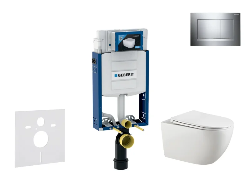 Geberit Kombifix - komplekts ar priekšsienas elementu, Gaia-WC ar SoftClose sēdekli un Sigma20 vadības plati, hroms/hroms matēts SANI15CA1123