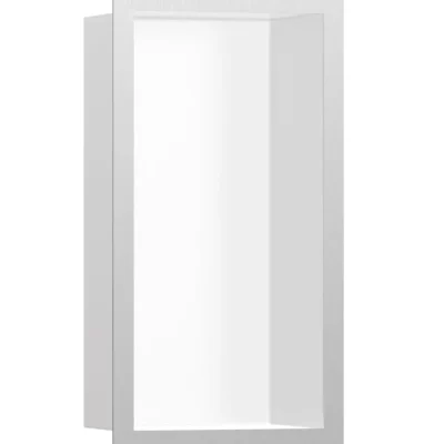 Hansgrohe XtraStoris Individual - sienas niša ar dizaina rāmi, 30x15x10 cm, balts matēts/birstēts nerūsējošais tērauds 56096800