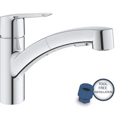 Grohe QuickFix Start - virtuves izlietnes vienas sviras maisītājs ar izvelkamu dušu, hroms 30531001