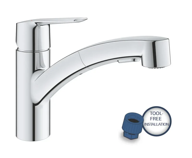 Grohe QuickFix Start - virtuves izlietnes vienas sviras maisītājs ar izvelkamu dušu, hroms 30531001
