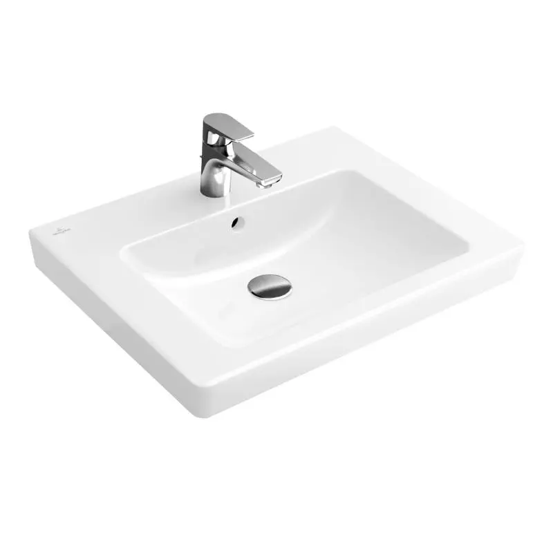Villeroy & Boch Subway 2.0 - izlietne ar pārplūdi, 60x47 cm, CeramicPlus, Alpu balts 7113F0R1