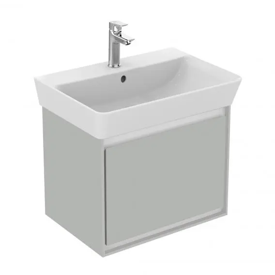 Ideal Standard Connect Air - izlietnes skapītis Cube 55 cm, 48x41x40 cm, gaiši pelēks spīdīgs/balts matēts E0844EQ