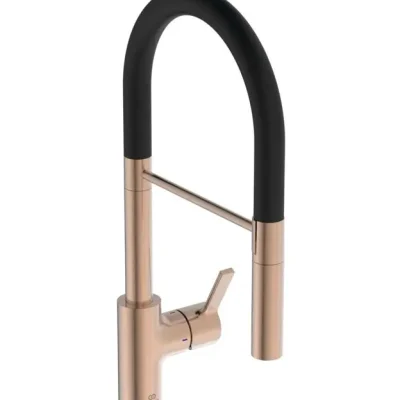 Ideal Standard Gusto - virtuves izlietnes maisītājs ar elastīgu roku un dušu, Sunset Rose/melns BD417J4