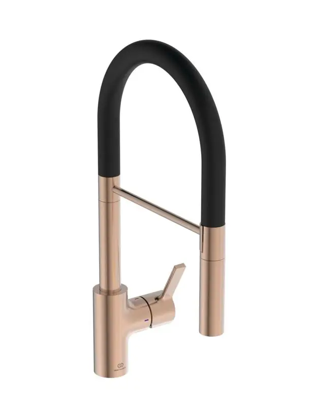 Ideal Standard Gusto - virtuves izlietnes maisītājs ar elastīgu roku un dušu, Sunset Rose/melns BD417J4