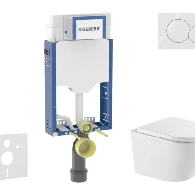 Geberit Kombifix - komplekts zemapmetuma elements, Oudee WC ar Softclose sēdekli un Sigma01 vadības plati, Alpu balts SANI15CA3158