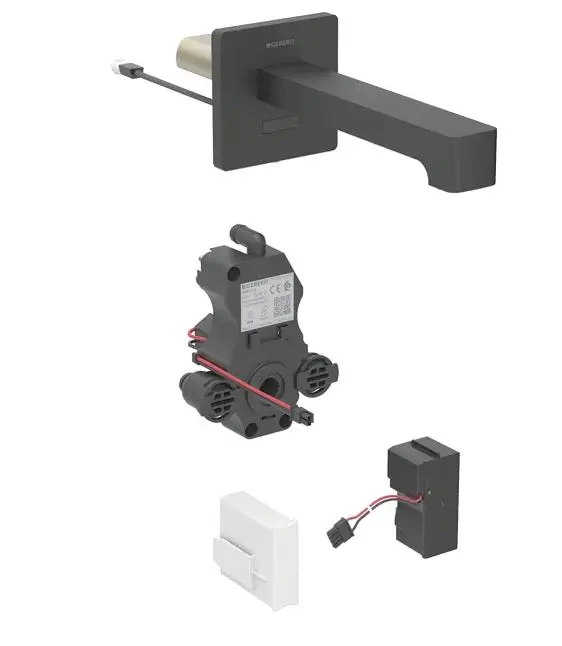 Geberit Brenta - elektronisks izlietnes maisītājs zemapmetuma montāžai, tīkla barošana, easy to clean, matēti melns 116.292.14.1