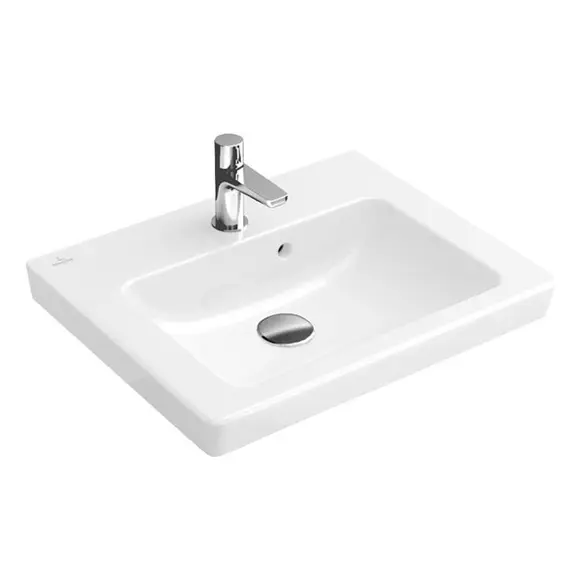 Villeroy & Boch Subway 2.0 - stūra rokas izlietne 45x37 cm, ar pārplūdi, 1 jaucējkrāna caurumu, balta 73154501