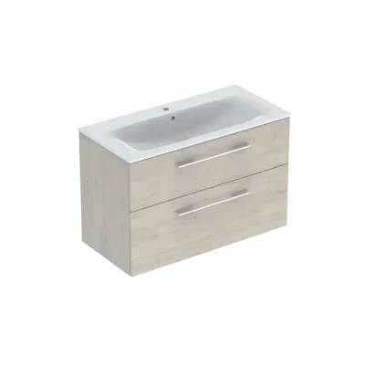Geberit Selnova Square - izlietnes skapītis 64x54x48 cm, ar izlietni, 2 atvilktnes, gaišs Hickory rieksts 501.247.00.1