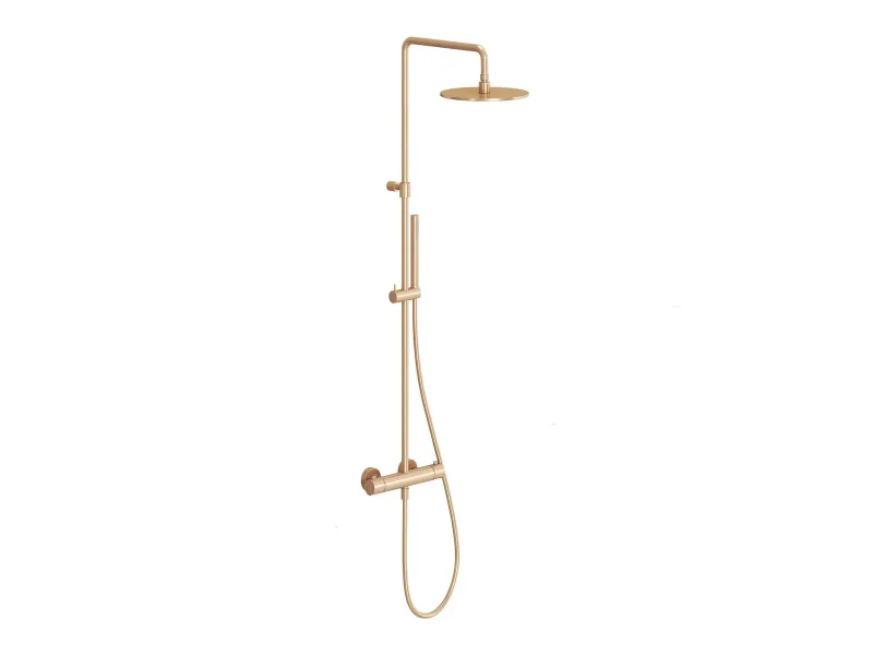 Ravak Espirit - dušas komplekts ar termostatu, diametrs 25 cm, matēts rozā zelts X070498