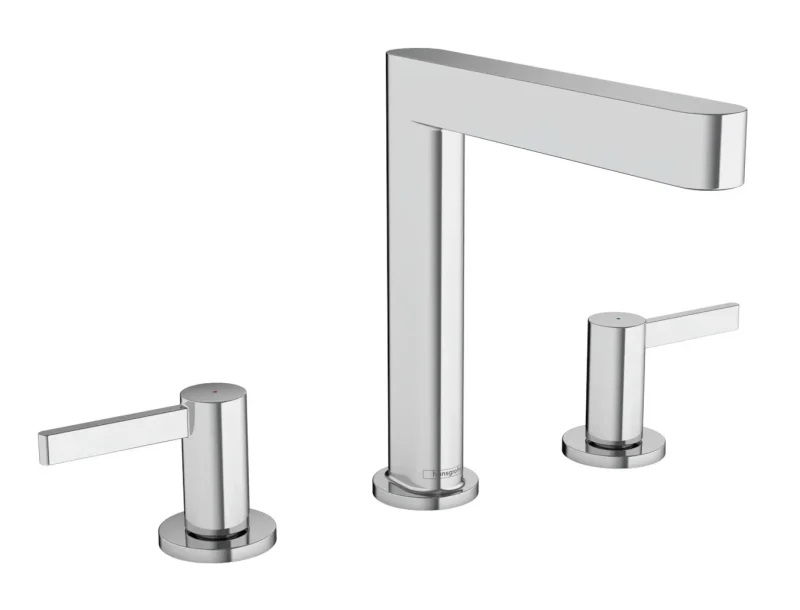 Hansgrohe Finoris - izlietnes vienas sviras maisītājs 160, 3 caurumu uzstādīšana, ar noteces komplektu Push-Open, EcoSmart, hromēts 76034000