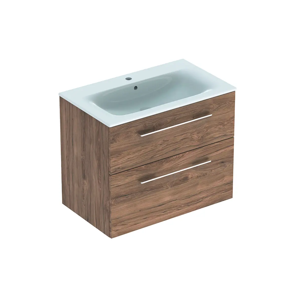 Geberit Selnova Square - izlietnes skapis 64x54x48 cm, ar izlietni, 2 atvilktnēm, Nuss Hickory 501.242.00.1