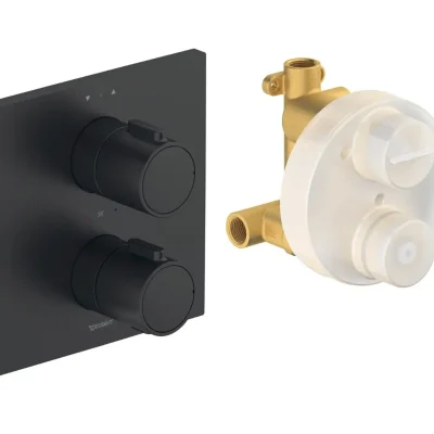 Duravit - zemapmetuma termostata maisītājs, 2 patērētājiem, ar iebūvējamo korpusu, matēti melns TH4200007046