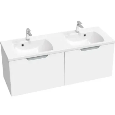 Ravak Classic II - izlietnes skapītis 129x45x47 cm, 2 atvilktnes, balts/pelēks spīdīgs X000001483