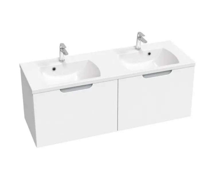 Ravak Classic II - izlietnes skapītis 129x45x47 cm, 2 atvilktnes, balts/pelēks spīdīgs X000001483