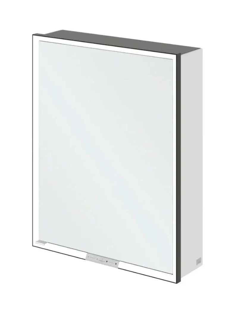 Villeroy & Boch My View+ - spoguļskapītis ar LED apgaismojumu 60x75x17 cm, 1 durvis, eņģes labajā pusē, Brillantbalts/Mattmelns B4816RVE