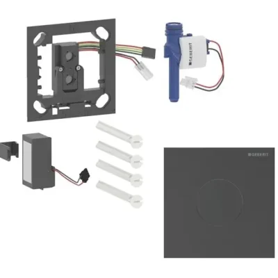 Geberit - Elektroniska pisuāra skalošanas vadība tips 40, darbība ar baterijām, easy to clean, Bluetooth, matēts melns hroms 116.034.QD.1