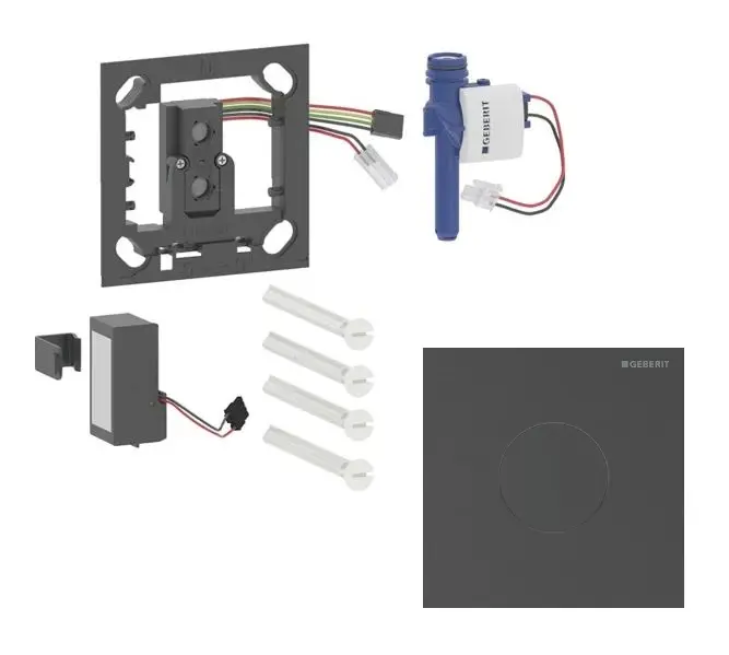 Geberit - Elektroniska pisuāra skalošanas vadība tips 40, darbība ar baterijām, easy to clean, Bluetooth, matēts melns hroms 116.034.QD.1