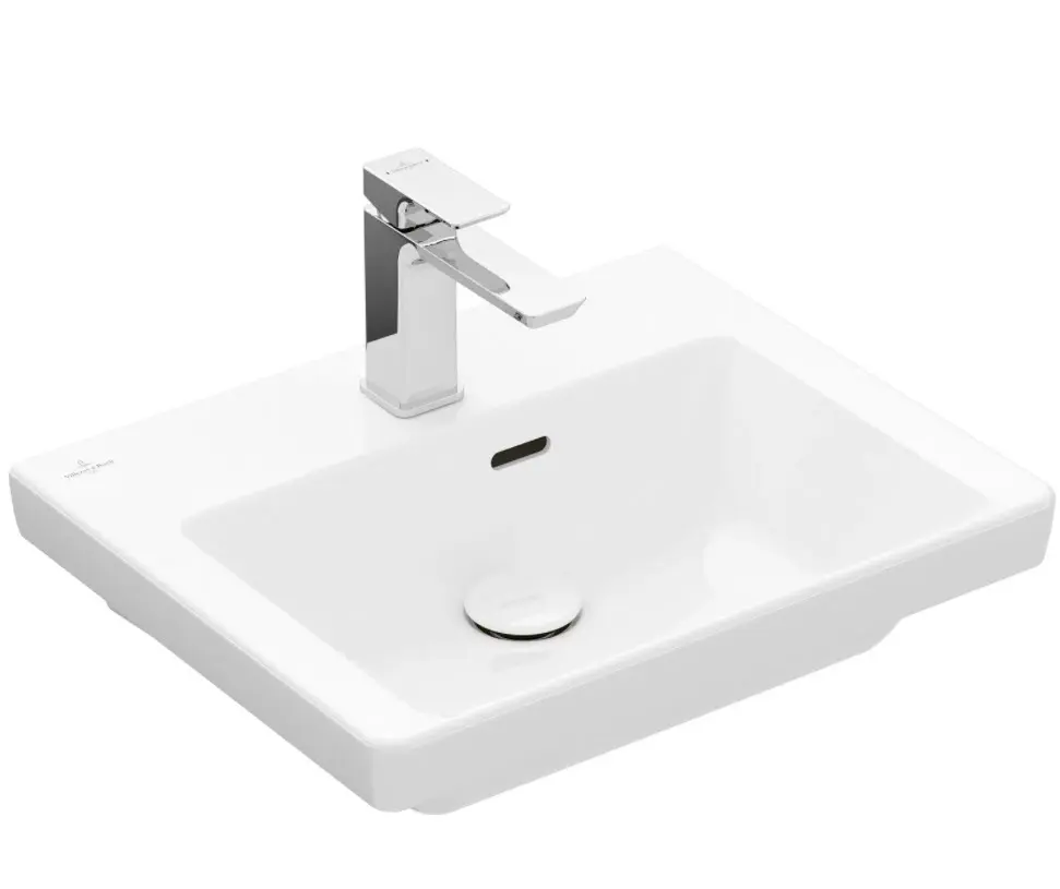 Villeroy & Boch Subway 3.0 - roku mazgājamā izlietne 50x40 cm, ar pārplūdi, ar jaucējkrāna atveri, Alpu balts 43705001