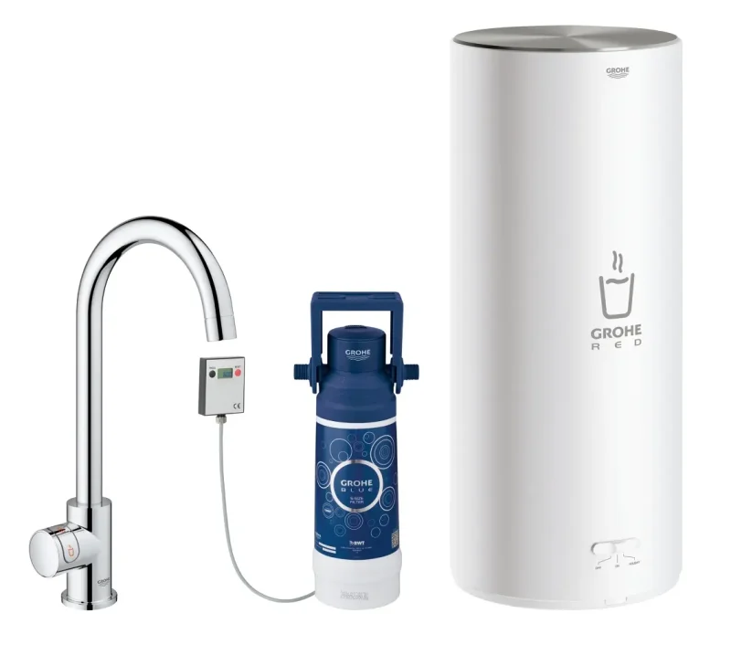 Grohe Red - virtuves izlietnes ventiļis Mono ar boileri un ūdens filtru, boilera izmērs L, hromēts 30080001