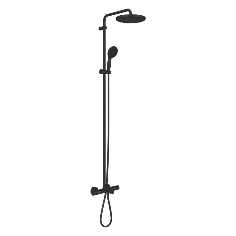Grohe Vitalio Start - dušas komplekts ar vannas termostatu, diametrs 25 cm, 2 strūklas veidi, matēti melns 269882431