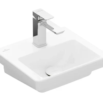 Villeroy & Boch Subway 3.0 - mēbeļu rokas izlietne 37x31 cm, bez pārplūdes, ar caurumu jaucējkrānam, CeramicPlus, Stone White 437038RW