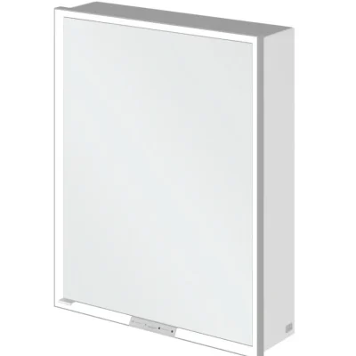 Villeroy & Boch My View+ - spoguļskapītis ar LED apgaismojumu 60x75x17 cm, 1 durvis, eņģes labajā pusē, Brilliant White/pelēks A4816RVE