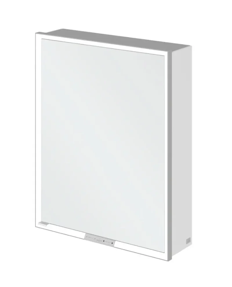 Villeroy & Boch My View+ - spoguļskapītis ar LED apgaismojumu 60x75x17 cm, 1 durvis, eņģes labajā pusē, Brilliant White/pelēks A4816RVE