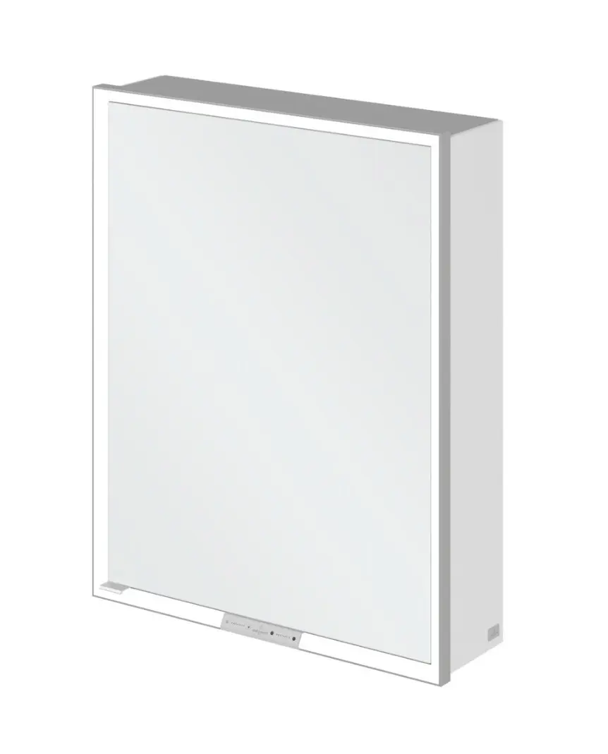Villeroy & Boch My View+ - spoguļskapītis ar LED apgaismojumu 60x75x17 cm, 1 durvis, eņģes labajā pusē, Brilliant White/pelēks A4816RVE
